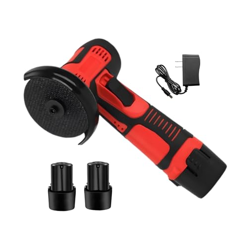 Mini Amoladora Angular, Multifunción Amoladora Pequeña a Doble Batería con Motor de Alta Potencia, 7 Accesorios y Maletín de Transporte para Cortar y Pulir Baldosas, Madera, Acero, Piedra
