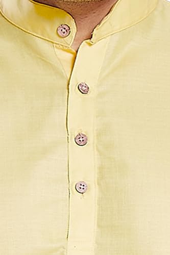Image of DIVISIVE Men's Plain Cotton Blend Linen Slim Fit Kurta Pyjama Set