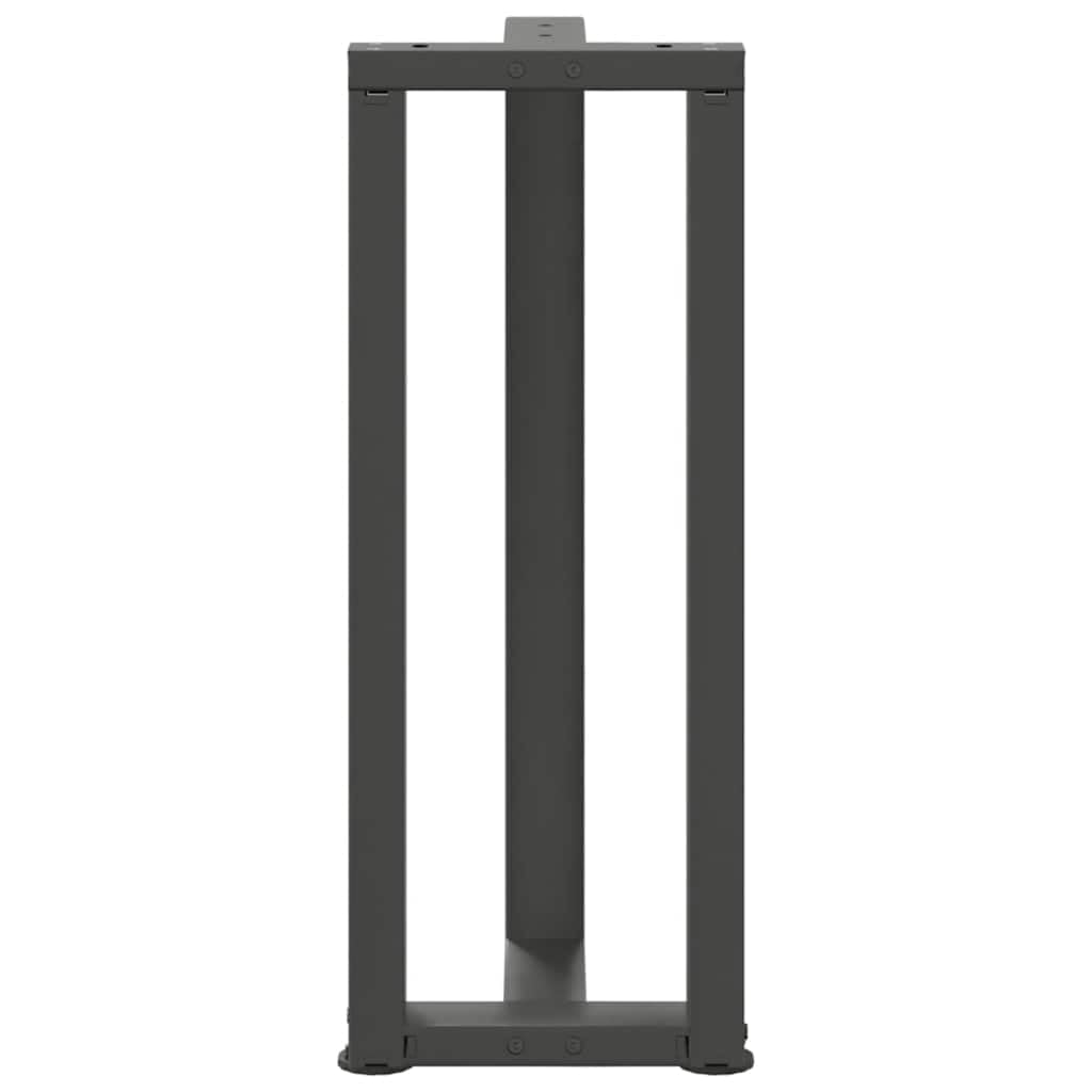 Nogi stołu konsolowego w kształcie litery T ze stali malowanej proszkowo, antracytowe, 25 x 28 x (72-73) cm, 2 sztuki z regulowanymi nóżkami poziomującymi, do stołu jadalnego, biurka, stołu