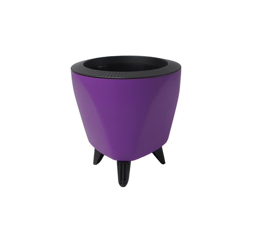 Image of Garden Art (Pack of 2 Indoor Outdoor Self Watering Planter Home Living Room Office Tabletop Decorative Plastic Flower Pot 5.1 Inch (Purple, 2) PPLAPL