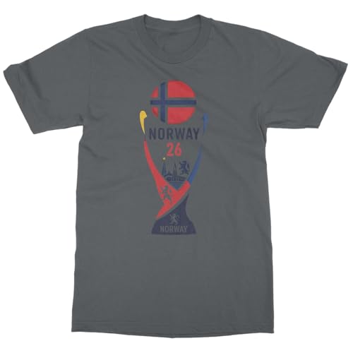 SWEET LEMONS Norway 26 Trophy Graphic | Soccer Pride Fans Unisex T-Shirt (Gray, Medium)