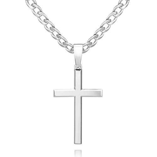 Image of SWEETV 18K Gold Cross Necklace for Men, 925 Sterling Silver Cross Pendant