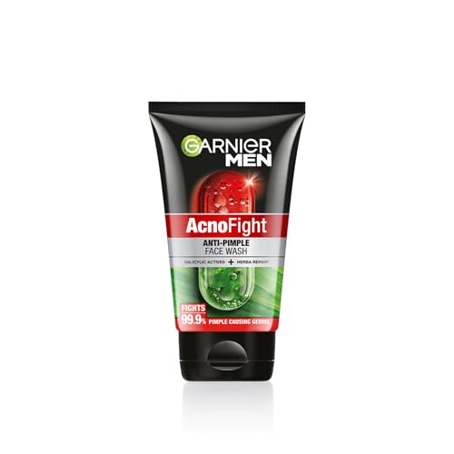 Garnier Men Acno Fight Anti Pimple Face Wash, Anti Pimple Face Wash with Salicylic Acid and Herba Repair, Suitable for all Skin Types, 150g