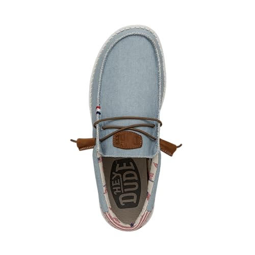 Image of HEYDUDE Men's Wally Patriotic Slip On Shoe | Lightweight Canvas Loafers with No Tie Laces