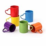 Pickmesh Colorful Ceramic Coffee Mug Set of 6, 10 oz Rainbow Enamel Mugs with Handles, Dishwasher and Microwave Safe Cups for Coffee Tea Cocoa, Stackable Drinkware for Home Kitchen Office Gift