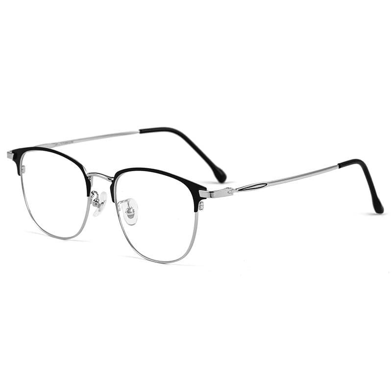 HOKETOP Blue Light Blocking Glasses for Men Anti-Fatigue Computer Monitor Gaming Glasses Prevent Headaches Glasses Silver Black-7302
