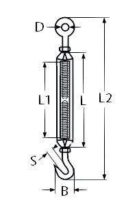 Tensor M16 inoxidable AISI 316 gancho para cables y toldos vela 2