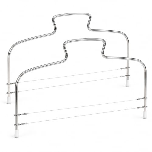 SIROCO Lot de 2 Lyres à Gâteau Inox Réglables Ø29 cm – Coupe-Gâteau avec 2 Fils Acier, Découpe Précise des Génoises