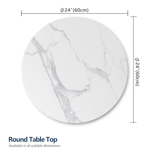 ZL ZELing Runde Tischplatte aus gesintertem Stein, 60 cm, Ersatztischplatte für drinnen und draußen, hitze- und kratzfest, wasserdicht, Keramik, DIY-Desktop, Terrasse, Balkon, Bistro, Café und
