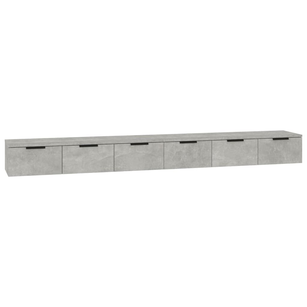 Homgoday Armarios de Pared 2 uds contrachapada Gris hormigón 102x30x20cm Estantería de Pared Colgante Flotante Almacenamiento Espacio Decoración Artículos Diarios en Familia