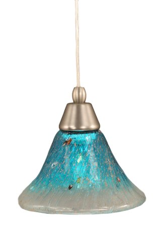 Toltec Lighting 22-Bn-458 Cord Mini-Pendant Light Brushed Nickel Finish With Teal Crystal Glass, 7-Inch #TOP7