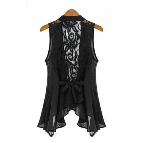 GK-O Women Chiffon Lace Floral Vest Sleeveless Loose Waistcoat Cardigan3