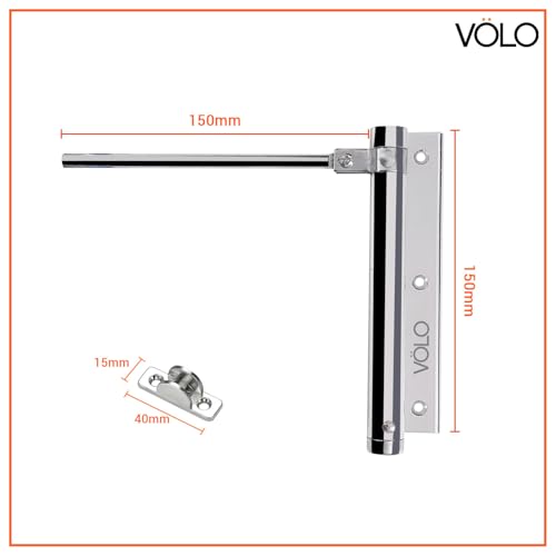 Image of VOLO Pack of 1 Spring Based Door Closer - Automatic Self Closing Stainless Steel Door Closer for Aluminium and PVC Doors up to 30 kg | Silver