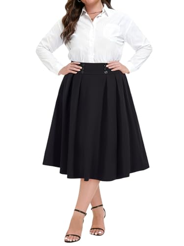 Moon Wood Women's Plus Size Midi Skirt with...
