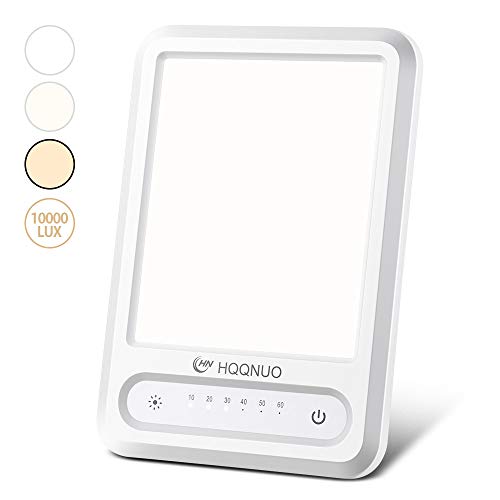 HQQNUO Lampe de Luminothérapie 10000 lux, Simulation de la Lumière du Jour avec Contrôle Tactile, 3 Couleur et 4 Luminosité Réglables, 6 Réglages de Minuterie avec Fonction de Mmémoire