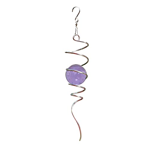 Goollyrusim Gazing Ball Spiral Tail with Purple Glass Orb, Wind Spinners Stabilizer, Stainless Steel Wind Spinner Tail, Outdoor Décor, Hanging Garden Sculptures Decoration Ornament 13inch Height by GOOLLYRUSIM - Image 9