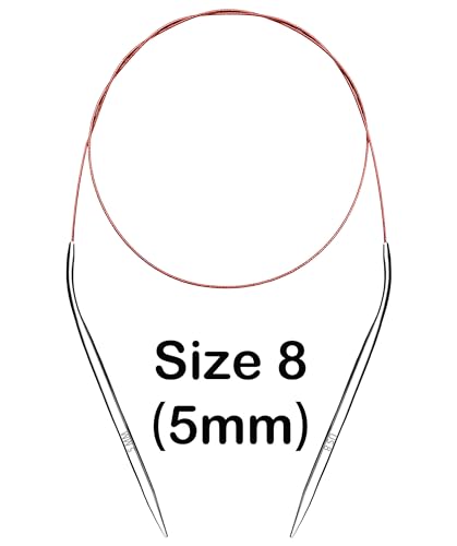Image of Size 8 Circular Knitting Needles 40 Inch Metal Large Round Needles for Magic Loop Blankets Sweaters Scarves Stainless Steel 100 cm 5 mm, for Beginners & Knitters