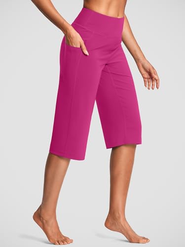Image of ISEEGZ 15 inch / 18 inch / 21 inch / 25 inch Capri Pants for Women High Waist with Pockets Women's Capris Workout Yoga Pants Loose Straight Leg