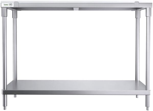 Stainless Steel Work Table with Poly Top, 304 Series 14-Gauge, 24x48 Inch, NSF Listed, Removable 3/4 Inch Cutting Board Surface, Undershelf Storage