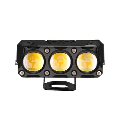 Per faretti LED per moto a tre occhi, luci abbaglianti e anabbaglianti bicolore giallo e bianco
