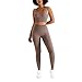 Produktbild CNASA 2-teiliges Sport Set für Damen, Tiefer V Sport BH und Leggings, Yoga Set, Neues Fitness Set zur Modifikation der Rückenlinie (L, Khaki)