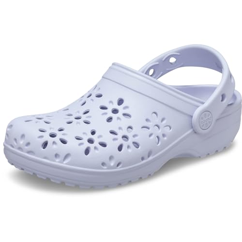 Image of Crocs Unisex-Child Classic Clogs with Floral Cut Out Design, Kids and Toddler Shoes