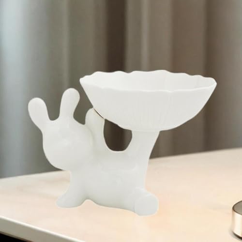 Statue de lapin avec plateau en céramique argent coupelle de rangement - 6