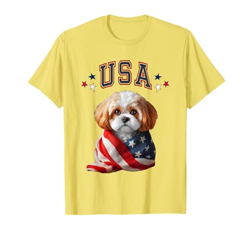 Cavachon dog USA America Patriotic flag Memorial,4th of July Men Women Kids T-Shirt