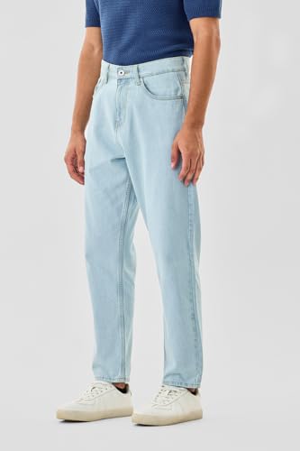 Image of SNITCH Men Casual Jeans | Baggy Fit with Mid Rise & Relaxed Thigh | 100% Cotton Woven Denim for All Seasons | Durable & Comfortable Design for Everyday Wear