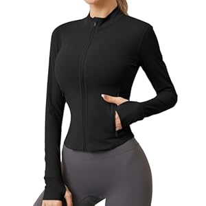 IECCP Womens Gym Running Tops Zip Activewear Two Sides Pockets Breathable Sports Workout Yoga T-Shirt Ladies Fitness Tee Shirts With Thumb Holes