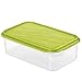 Rotho Rondo Boîte pour aliments frais 1,5 l avec couvercle, Plastique (PP) sans BPA, transparent/vert, 1.5l (24.0 x 16.0 x 7.5 cm)