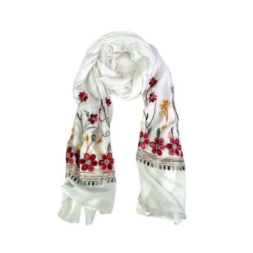 Humble Hilo Embroidered Floral Scarves Elegant Lightweight Colorful Shawl Wrap Scarf for Women