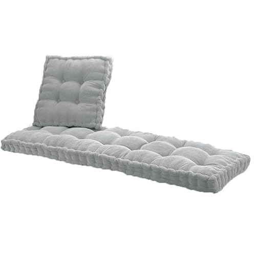 Outdoor Bench Cushion 10cm Thick Soft Velvet Seat Pad with Handles Perfect for 1-4 Seat Swing Chairs Garden & Home Use Grey 55x190cm
