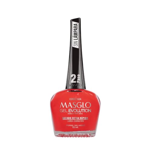 Masglo Gel Evolution 13,5mL Conectada | Esmalte de Uñas - Esmalte de Color para Uñas de Secado Extra Rápido | Sin Lámpara | Larga Duración | Paso 2