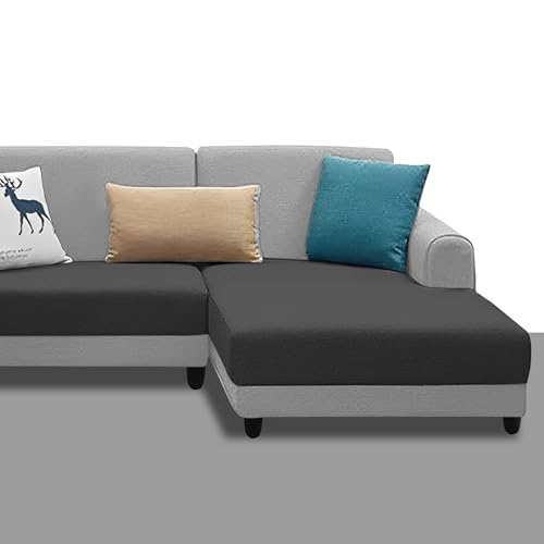 Image of Kraven RHS 4 Seater L Shape Sofa Set for Living Room (Black Grey Fabric) Premium Fabric Sofa
