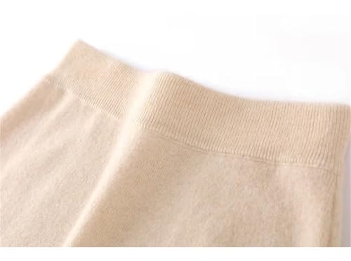 Women's Fall Winter Slimming Wrap Bodycon Skirt Wool Mid-Length High-Waist Knitted Skirt Raw Fleece Rice L4
