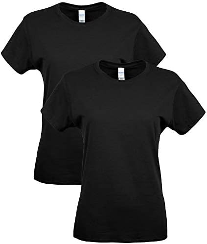 Gildan Women's Softstyle Cotton T-Shirt, Style G64000L, 2-Pack, Black, Large