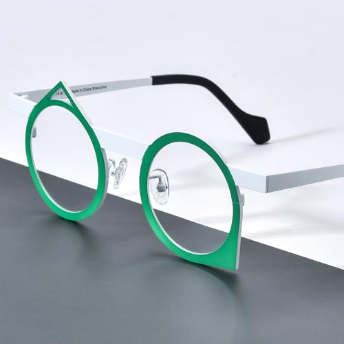 Image of FONEX Colorful Pure Titanium Glasses Frame Women Retro Round Eyeglasses