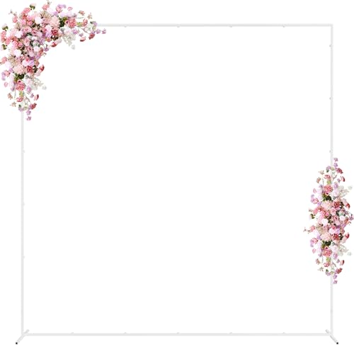 Wokceer Square Wedding Arch Backdrop Stand White Metal Arch 7.2FT x 7.2FT