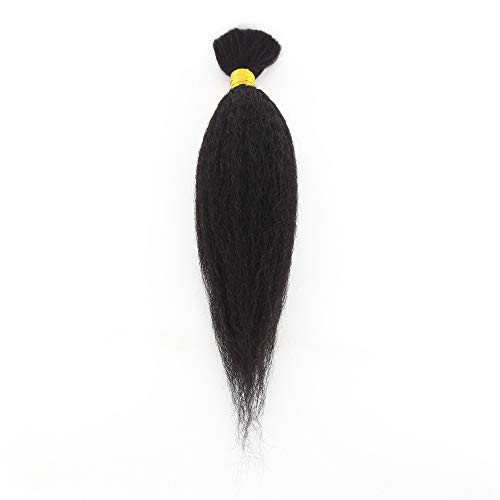 BTWTRY Kinky Straight Hair Bulk No Weft Attachment Brazilian Virgin Human Braiding Hair Bulk for Braiding 1 Bundle 100g Natural Color (14inch, Kinky Straight)