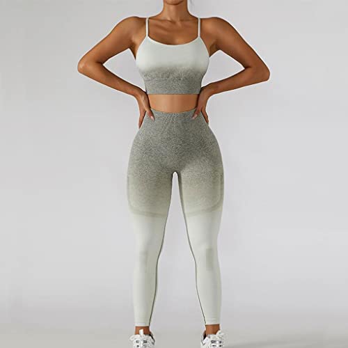 Tenue de sport femme stretch avec legging gym anti-transpiration et crop top athlétique