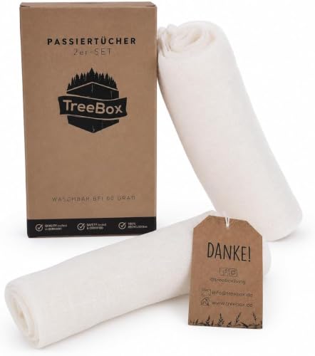TreeBox Passiertuch - Premium Leinen Käsetuch Set - Reißfest & Ultra-Fine für Präzise Filtration - Passiertuch Wiederverwendbar… – Ansicht 1
