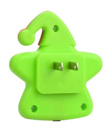 Image of Cute LED Plug-in Night Light with Light Sensor - Green + Orange | Light Sensor Controlled Dusk to Dawn LED Night Lamp - Pentagram shaped Lamp Take Good Care Children Sleep