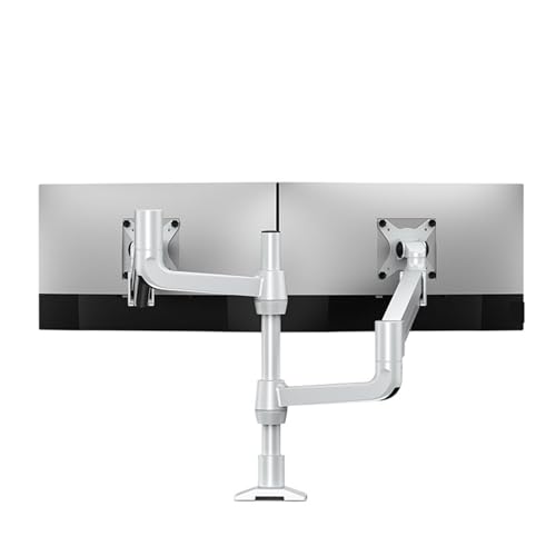 Base à double écran D4D Silver, support moniteur haut de 40cm avec bras mécanique articulé