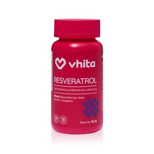 Resveratrol 165mg Com Biotina, Licopeno e Proantocianidinas de 30 Cápsulas Vhita