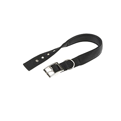 Ferplast Dog Collar Large Size Dog Collar in Padded Nylon Adjustable Metal Buckle, Neck Size 43-50 cm, Black