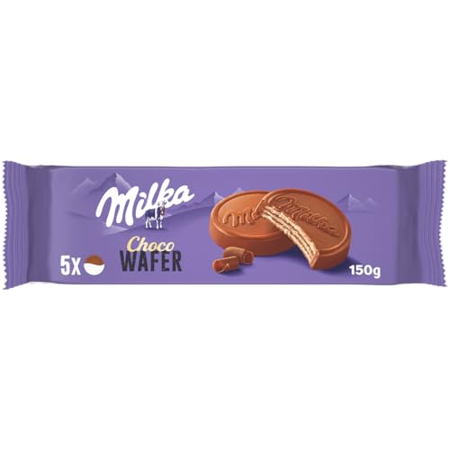 Milka Choco Wafer, Galleta Barquillo con Relleno de Cacao y Cubierto de Chocolate con Leche de los Alpes, 150g