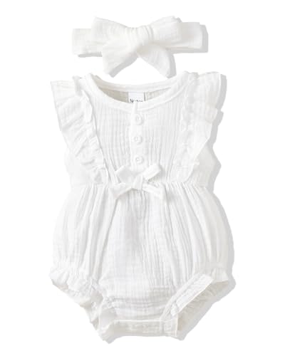 Image of Renotemy Newborn Infant Baby Girl Clothes Rompers Summer Jumpsuits Short Sleeve Romper Infant Baby Clothes Girl