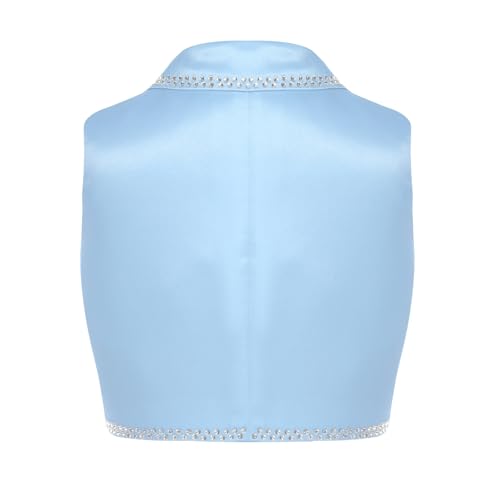 renvena Kids Girls Sparkly Bolero Flower Embroidery Waistcoat Vest Lapel Sleeveless Crop Blazer Jacket2