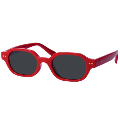 mosanana Retro Hexagon Sunglasses for Women Trendy Small 2026 Cool 70s Red 90s Cute Sunnies MS52595